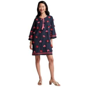 Frances Valentine Small Capri Tunic Navy Peacock Cotton Dress